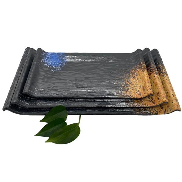 Buy cheap ODM 16.2'' Melamine Black Rectangle Plate Galaxy Pattern FDA from wholesalers
