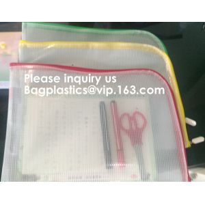 Buy cheap Transparent clear mesh pvc zipper Zip lockk document file bag B5 plastic PVC file document students office storage bag from wholesalers
