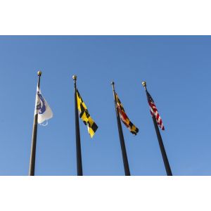 Buy cheap Black Color Stainless Steel Flag Pole No Welding With Guide Hole And Tensioning Structure product