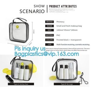 Custom personalized travel waterproof transparent clear pvc zipper toiletry bag,