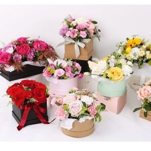 Customer's Logo Square Mini Rigid Paper Rose Soap Flower Box for Gift Bouquet