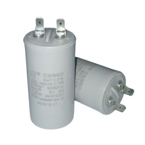 CBB60 450V 6UF Motor Run Capacitor SH Capacitor 187 Terminal Gray Plastic Case