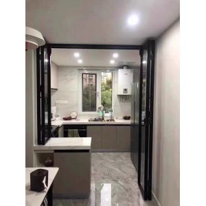 Buy cheap Fold up Black Aluminium Bifold Windows Double Glazed Glass Balcony Vertical Folding Window With Inside Grill from wholesalers