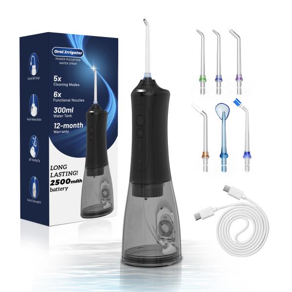 Quality Water Dental Flosser Cordless Teeth Cleaner IPX7 Waterproof 6 Tips 5 Modes 5 Intensities for sale