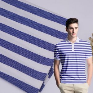 Buy cheap Moisture Wicking Cotton Pique Fabric Breathable Stretch Striped Lycra Texture from wholesalers