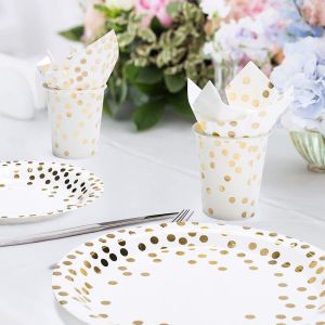 Buy cheap Gold Dot Disposable Dinnerware Sets from wholesalers