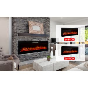 Wall Mounted LED Electric Fireplace Heaters TV Stand with Self-Check Timing