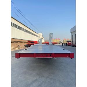 Buy cheap 2180mm Tread Steel 2 Axles Lowbed Semi Trailer with Hydraulic Rear Ladder Competitive from wholesalers