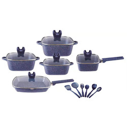 16Pcs Maifan Stone Aluminum Cookware Set With Anti Heat Handle