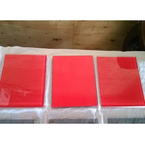 Red Painted Glass Backsplash Toughened Custom Pattern Heat Resistance