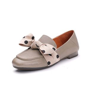 Buy cheap S281 Bowknot temperament fashion all-match leather women's shoes literary single shoes square toe Muller shoes manufactu from wholesalers