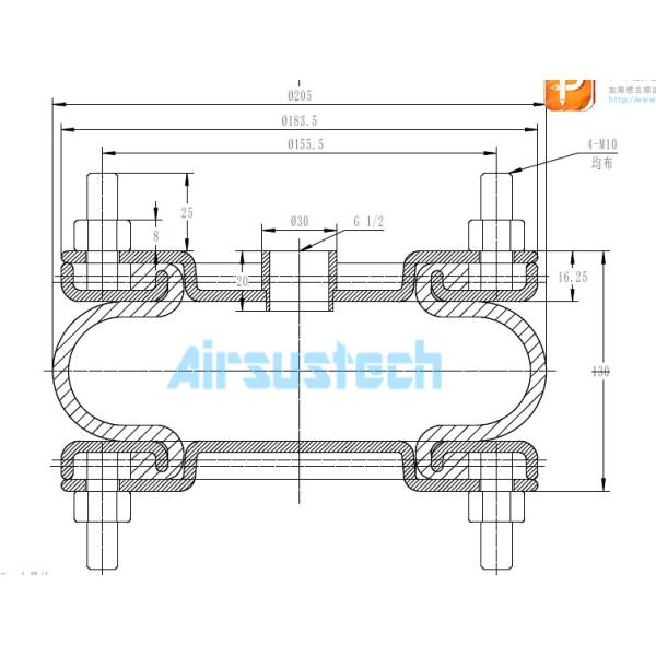 Quality Continental Air Rubber Bellows Contitech FS 76-7 DS Air Spring Assembly G1/2 Air Hole for sale