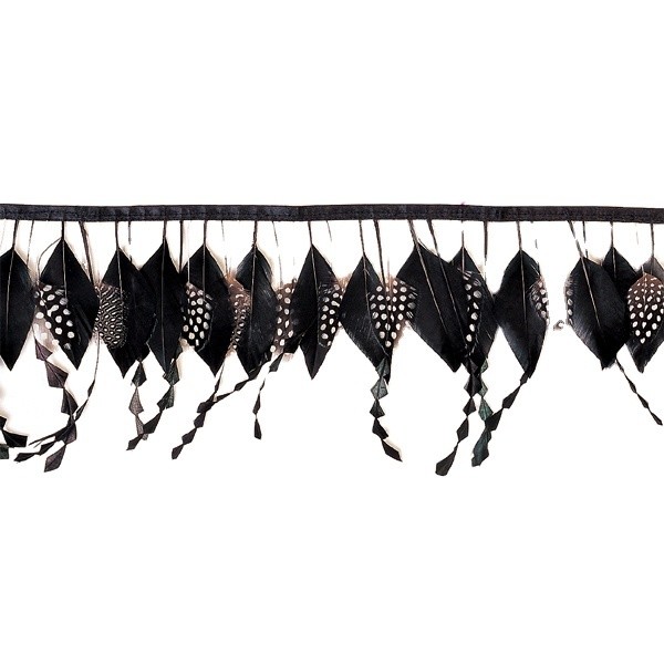 Party Decoration Stripped Goose Feather Fringe Trim with Satin Ribbon Tape