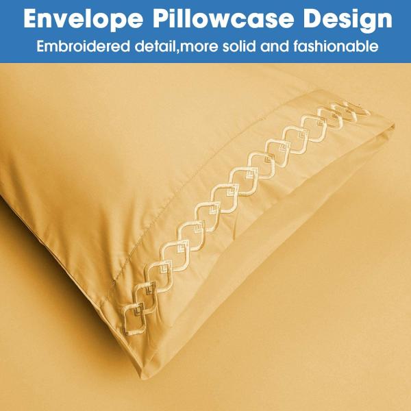 NO Filling Luxury Embroidery Pillowcases for Bedroom Extra Soft Brushed Microfiber Wrinkle Fade Free