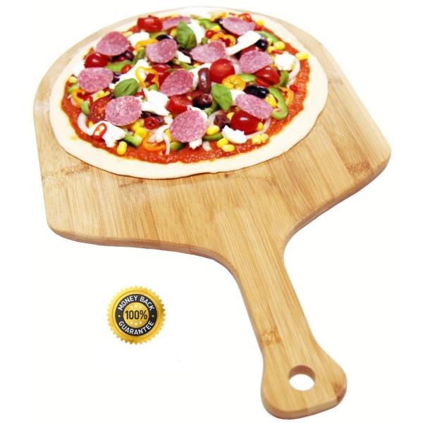 Quality Durable Bamboo Pizza Board , Professional Pizza Peel Cutting Board Wood Material for sale