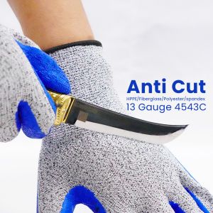 Abrasion Resistant Cut Resistant Safety Gloves Customized Crinkle Latex Coating