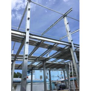 S275 Material Garage Steel Frame , Industrial Garage With Hot Dipped Galvanizing