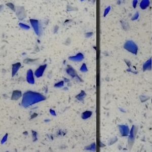 Buy cheap Scratch Resistant 3000*1600 Artificial White Quartz With Blue Glass from wholesalers