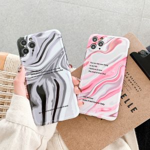 Shockproof Marble Phone Case TPU PC Hybrid Camera Protection