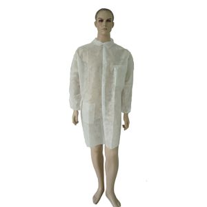 Buy cheap White Hook Loop Neck Disposable Lab Coats With Cuffs from wholesalers
