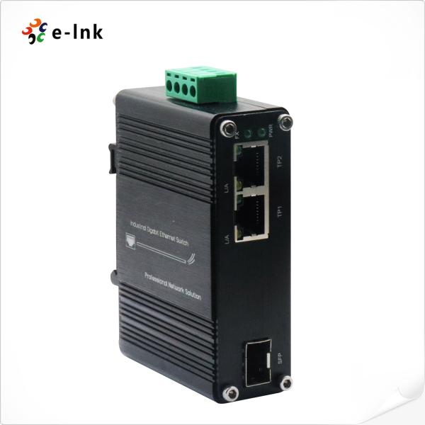 Quality Mini Industrial 1-Port 100/1000X SFP to 2-Port 10/100/1000T Ethernet Media Converter Supports Full/Half-duplex, Auto-negotiation for sale