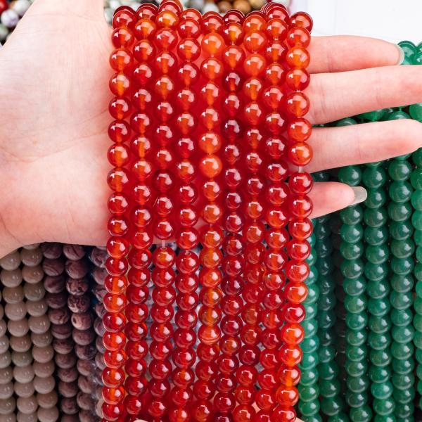 Red Agate 8mm Natural Carnelian Gemstone Round Beads For Party Jewelry