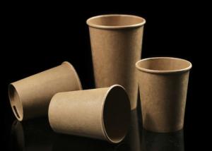 China Logo Printed Kraft Paper Compostable Disposable Coffee Cups 16oz Leak And Grease Proof on sale
