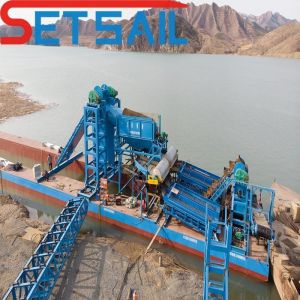 Buy cheap Hull Chain Bucket Gold Mining Boat with 1.4mx1.2m-2.6mx1.5m Drum Screen Length .Diameter from wholesalers