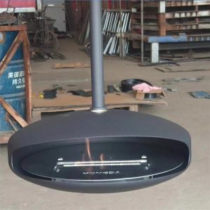 Bioethanol fireplace Modern Black Roof Mounted Cocoon Hanging Suspended Ethanol