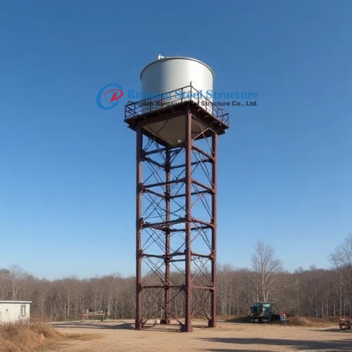 Quality Prefab Steel Structure Elevated GRP Water Storage Tank Stands with Hot Rolled H Section Steel Columns and Welded Beams for sale