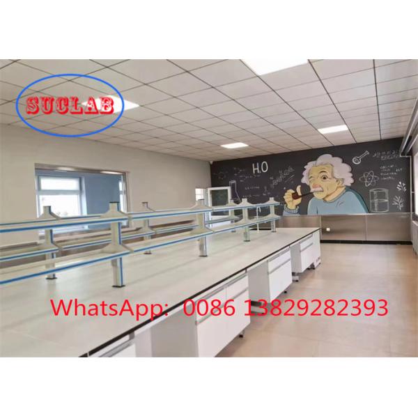 Quality Customs Blue Chemical Resistant Epoxy Resin Worktop Chemistry Laboratory Workbench  With Drawers for sale