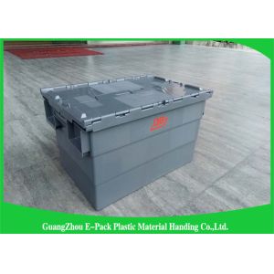 Customzied Plastic Moving Boxes For Warehouse , Attached Lid Totes