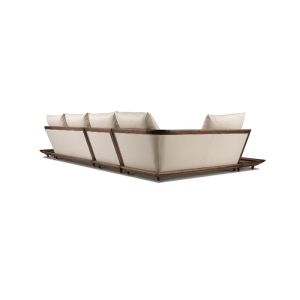 Buy cheap Luxury Solid Walnut Wooden Corner Sofa Set Living Room With Small Table from wholesalers