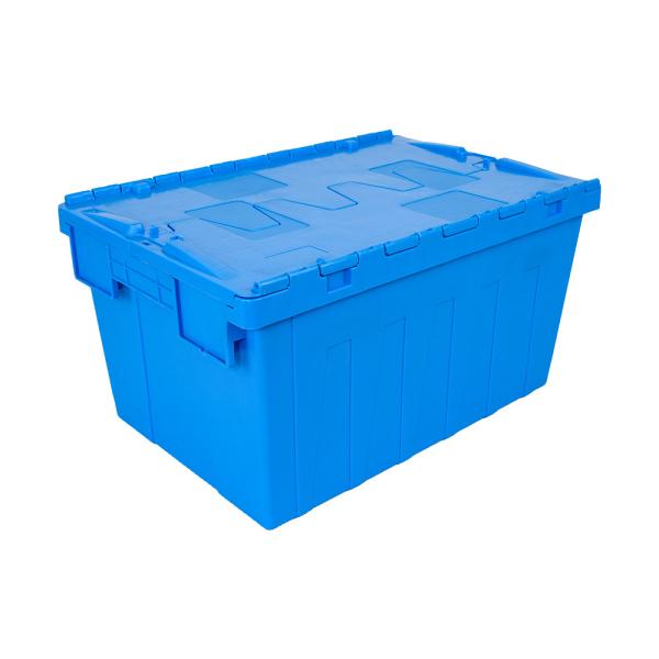 Quality Customized Logo 600x400x315mm Plastic Moving Crate Tote Box for Transport and Storage for sale