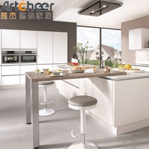 Buy cheap Custom Size Gloss Finish Maple Kitchen Cabinets with Modern Metal Island Dining Table from wholesalers