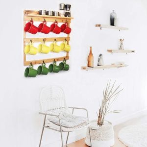 Buy cheap Practical Bag Coffee Mug Holder Wall Mount with 3-Tier Display and 12 Organizer Hooks from wholesalers