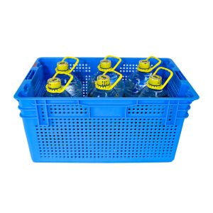 Buy cheap Customized Logo Fresh Product Moving Plastic Crate for Harvest Nesting Mesh Basket from wholesalers