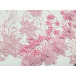 Buy cheap Polyester 3D flower embroidered Lace fabric with bead  for women garments from wholesalers