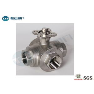 Buy cheap Threaded 3 Way Industrial Ball Valve ASTM A351-CF8M Type With Mounting Pad from wholesalers