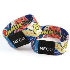 Elastic NFC Fabric Wristband RFID Chip Bracelet With Custom Logo