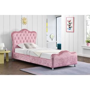 Buy cheap Girl Pink Upholstered Plywood Bed Frame With Dimond Buttons Headboard from wholesalers