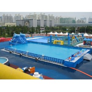 China Durable Backyard Ground Metal Frame Pool Blue Inflatable Swimming Pool 0.9 PVC Tarpaulin on sale