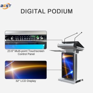 Smart Multimedia Podium with Adjustable Screen Angle 1920x1080 Resolution and