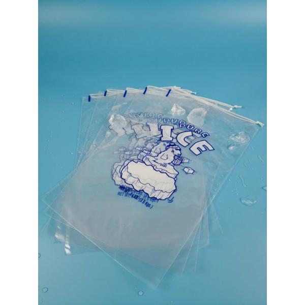 Quality Clear plastic 8Lb Drawstring biodegradable ice bags Custom Printed for sale