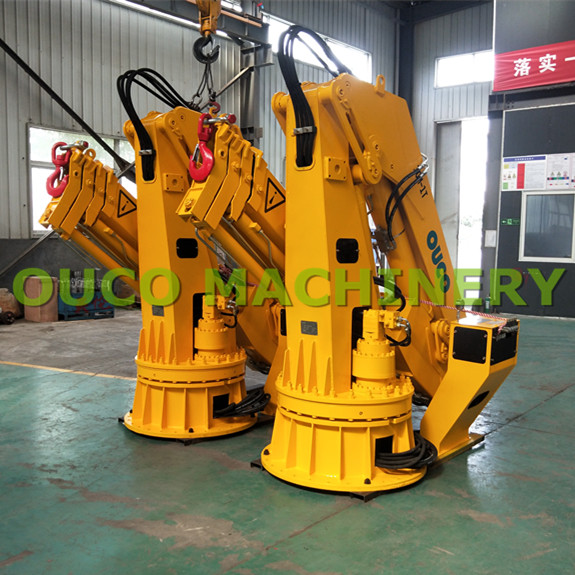 Quality High Strength Steel 1t 10m Marine Davit Crane Knuckle And Telescopic Boom for sale