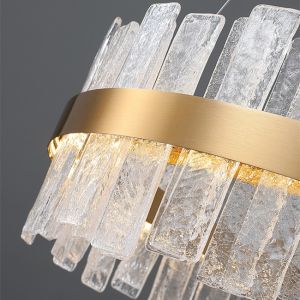 Buy cheap Iron LED Strip Residential Glass Pendant Light Yellow Bronze Color from wholesalers