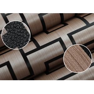 Buy cheap Embossed 3D Home Wallpaper / Modern Vinyl Wallpaper with Coffee Geometric Lattice Pattern from wholesalers