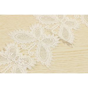 Silver Sequin Lace Trim Butterfly Patterned For Multiapplication