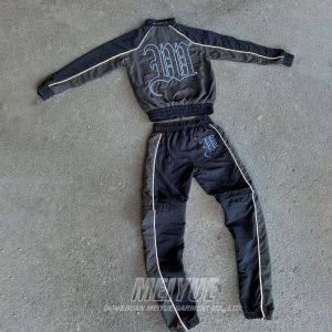 Polyester Men's 2 Piece Jogger Set Patchwork Tracksuit Jacket And Track Pants