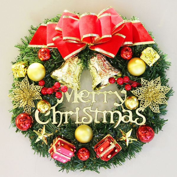 Christmas Wreath 30cm Front Door Wreath Decoration Door Hanging Green Wreath